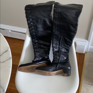 Mare Italian black leather knee high boots